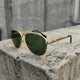 Golden Vanguard – Classic Gold Aviator Sunglasses UV400 Protection Unisex Luxury Metal Frame Premium Green Lens