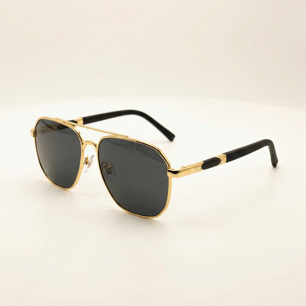 Imperial Vanta – Gold Square Aviator Sunglasses UV400 Protection Unisex Textured Luxury Arms