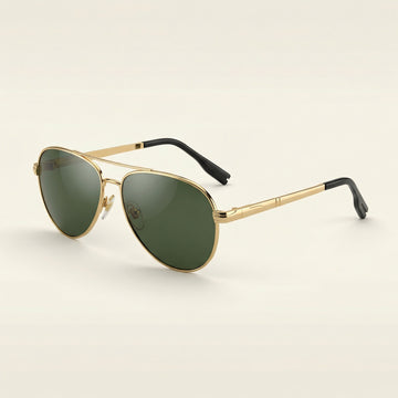 Golden Vanguard – Classic Gold Aviator Sunglasses UV400 Protection Unisex Luxury Metal Frame Premium Green Lens