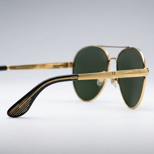 Golden Vanguard – Classic Gold Aviator Sunglasses UV400 Protection Unisex Luxury Metal Frame Premium Green Lens