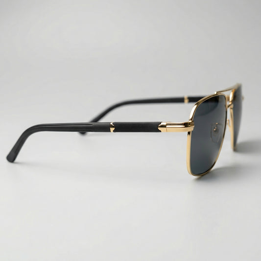 Obsidian Commander – Black & Gold Aviator Sunglasses UV400 Protection Unisex Luxury Frame Premium Metal Design