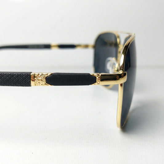Imperial Vanta – Gold Square Aviator Sunglasses UV400 Protection Unisex Textured Luxury Arms