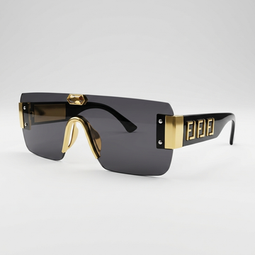Signature Shield: The Onyx & Gold Icon-UV400 Protection