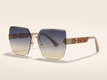 H-Monogram Leather & Gold Rimless Aviators -UV400 Protection - Unisex